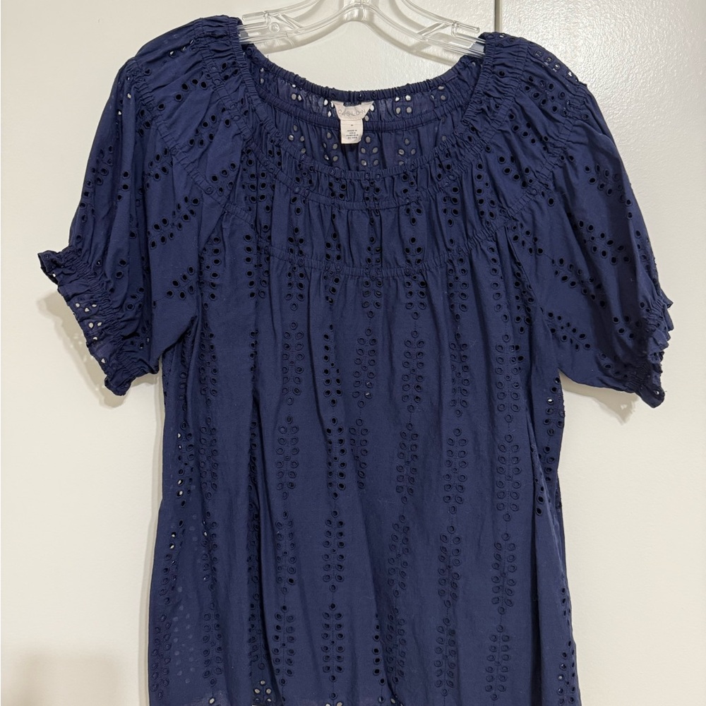 Caslon Navy Eyelet Blouse